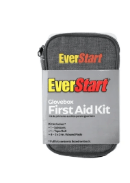 EverStart 82-Piece Glovebox First Aid Kit with Instructions. Assembled Product Dimensions: 5in x 8in. Weight: 1lb.