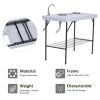 Outsunny Camping Table 50 with Sink Faucet Stainless Steel Basins Fish Cleaning