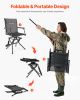 Hunting Chair 360° Swivel Silent Foldable Blind Chair with Armrests Steel Frame