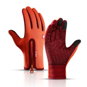Hot Winter Gloves For Men Women Touchscreen Warm Outdoor Cycling Driving Motorcycle Cold Gloves Windproof Non-Slip Womens Gloves (Gloves Size: M, Color: Orange)