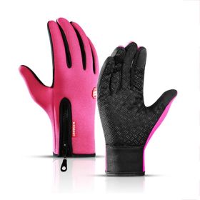 Hot Winter Gloves For Men Women Touchscreen Warm Outdoor Cycling Driving Motorcycle Cold Gloves Windproof Non-Slip Womens Gloves (Gloves Size: L, Color: Pink)