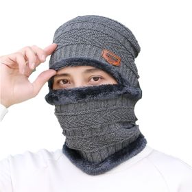 Autumn and Winter Hat and Velvet Warm Men and Women of The Same Style Cycling Ear Protectors Pullover Knitted Hat (Color: Grey)