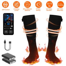 Heated Socks for Men Women Electric Heating Socks with APP Control 5000mAh Battery Rechargeable Thermal Socks Winter Warm Socks for Skiing Hiking Camp (Color: as picture)