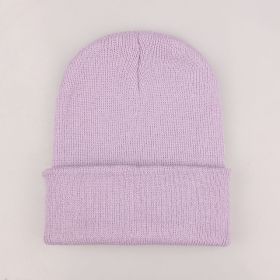 2021 Winter Hats for Woman New Beanies Knitted Solid Cute Hat Girls Autumn Female Beanie Caps Warmer Bonnet Ladies Casual Cap (Color: Light Purple Beanie)